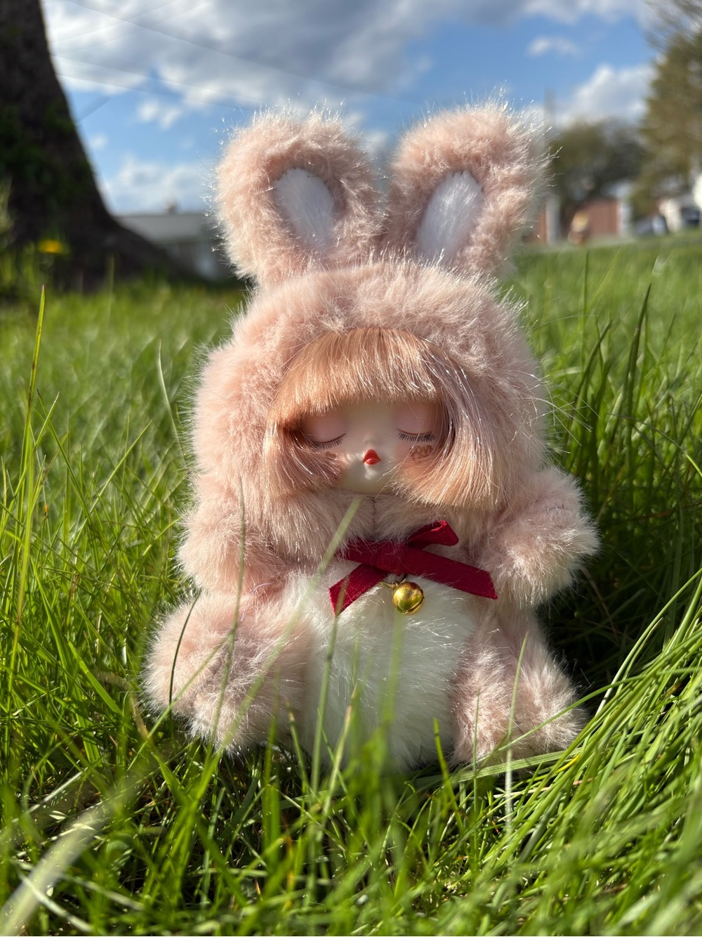Cute Pink Bunny Plush Keychain Bag Charm Pendant Backpack Purse Charm